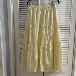 Butter Yellow Tiered Maxi Skirt
